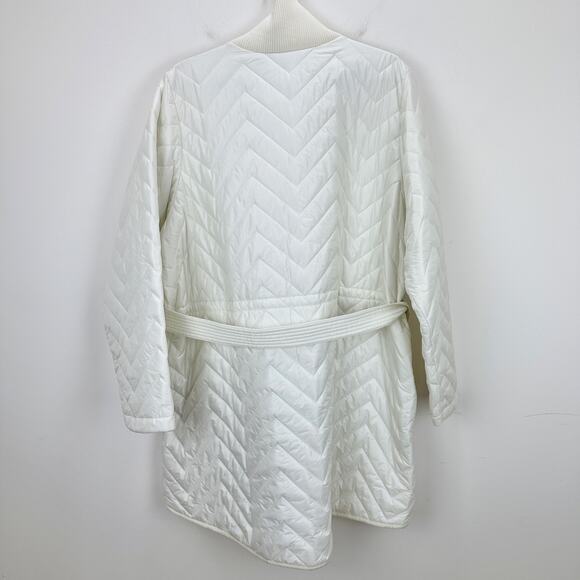 Athleta Mendocino Puffer Coat Quilted White Light Quilted Belted Size 2X NWT - Picture 12 of 16